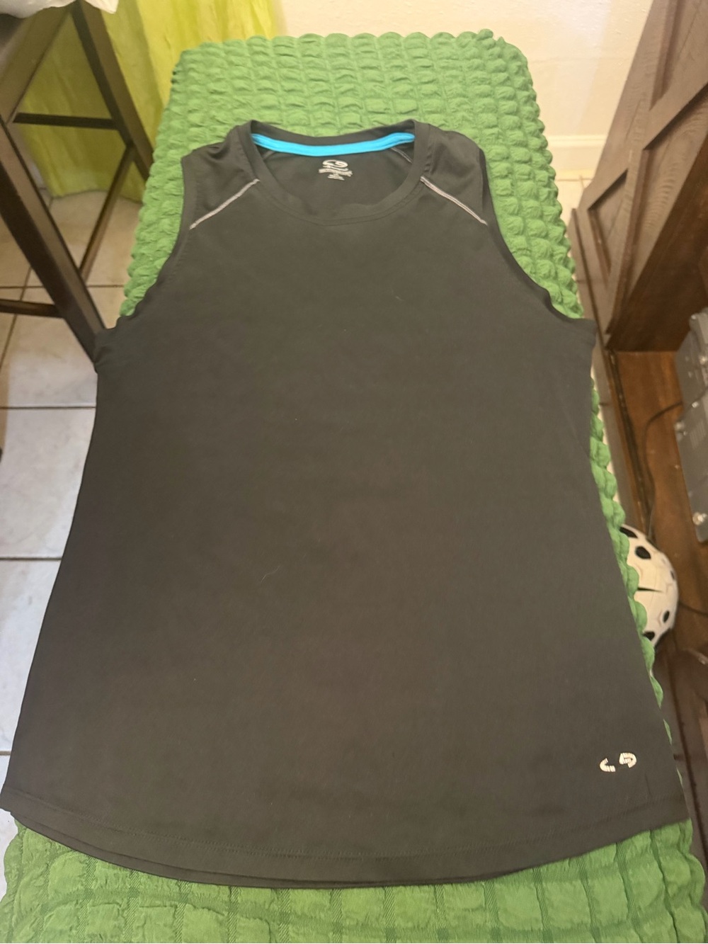 Champion Black Men's Performance Tank with Blue Neck Trim
